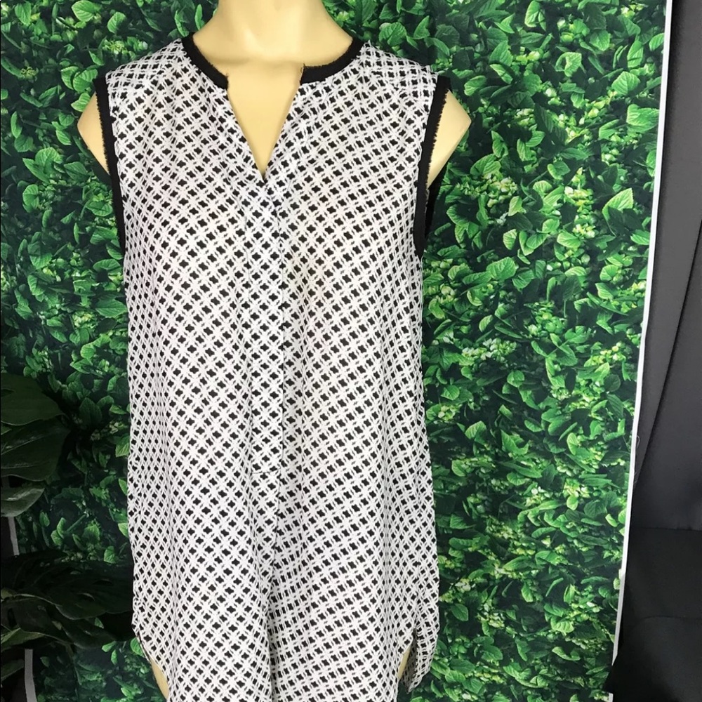 H&M Sheer Blouse Size 8 Black & White Women's_626
